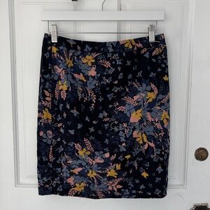 LOFT Navy Floral Pencil Skirt